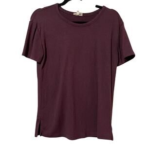 Wilfred Free Aritzia Burgundy Crew Neck Short Sleeve Tee Shirt Womens XS Classic